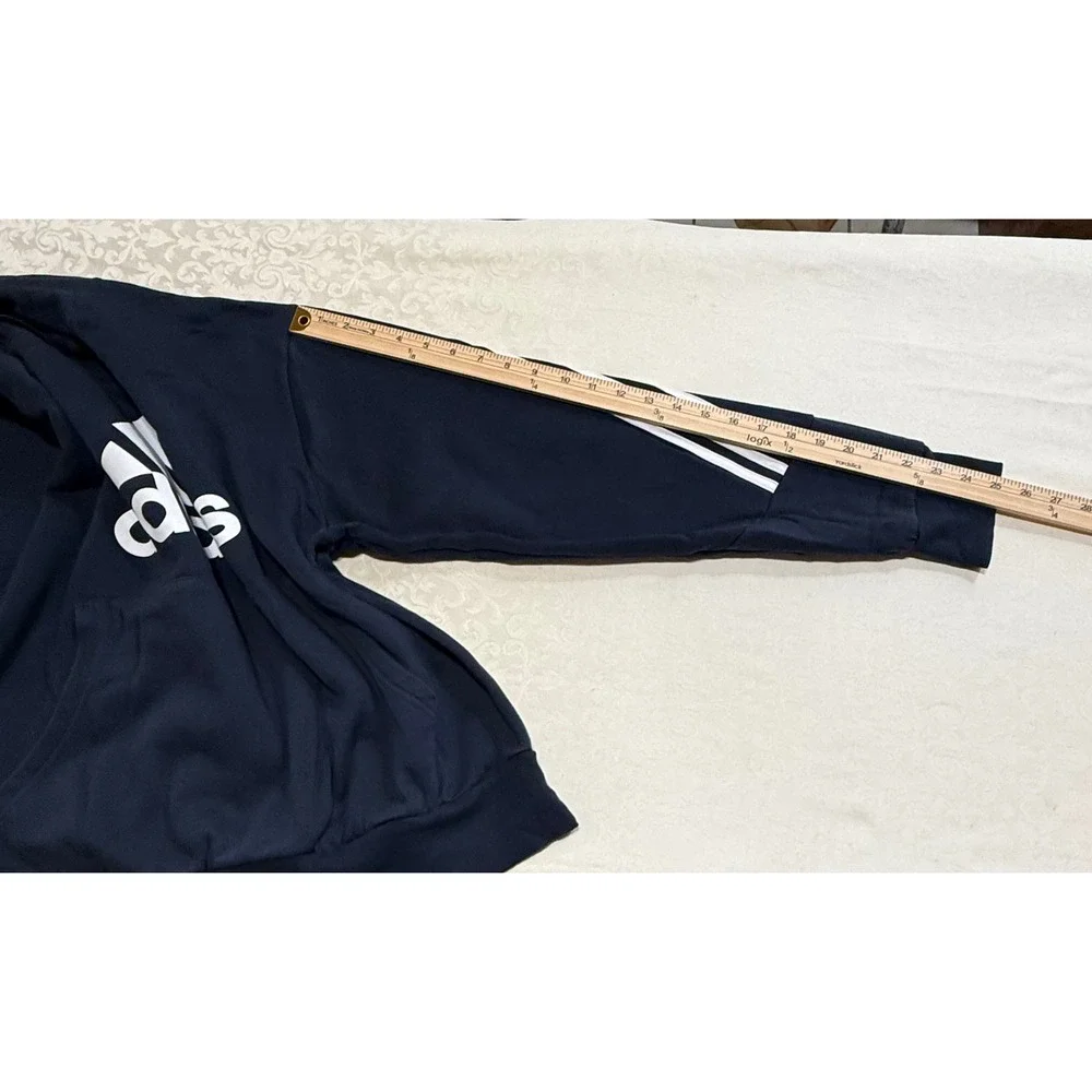Adidas Sportswear Badge of Sport Hoodie Men's Navy Blue Size L Round Neck Sporty